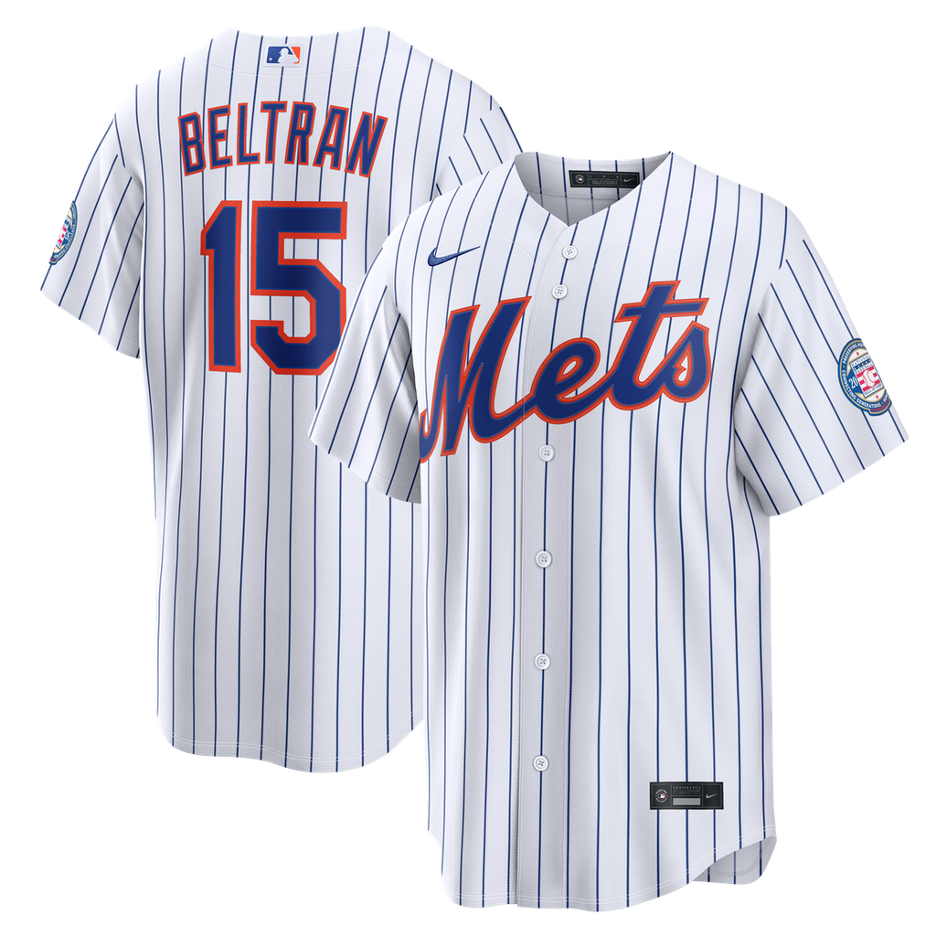 New York Mets Carlos Beltran Home Replica 2026 Hall of Fame Patch Jersey | White