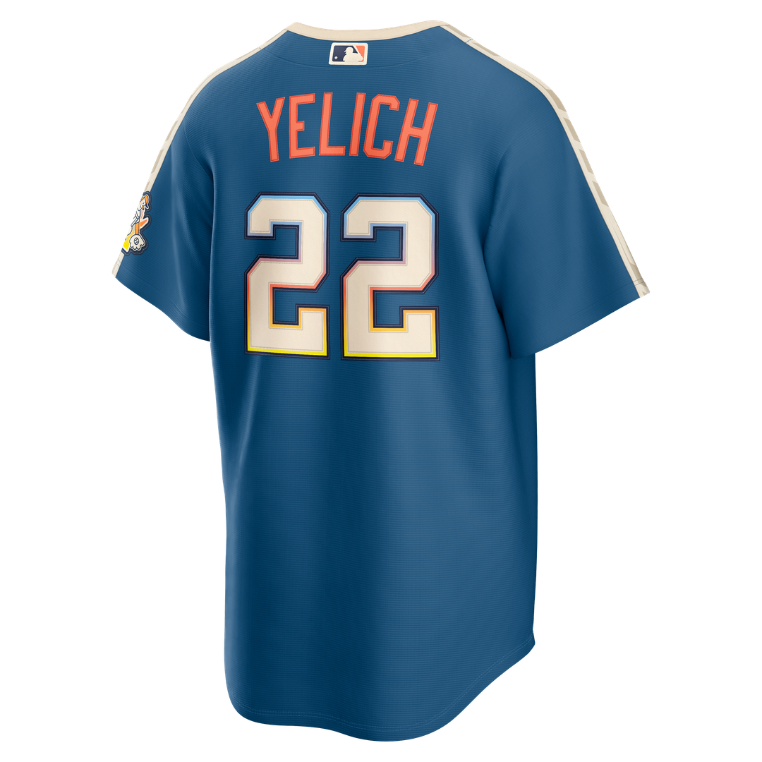 Milwaukee Brewers Christian Yelich 2026 City Connect Stadium Jersey | Mineral Blue