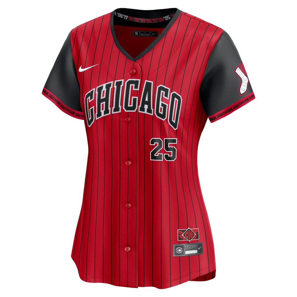 Chicago White Sox Andrew Vaughn Women's 2025 City Connect Limited Jersey | Red/Black