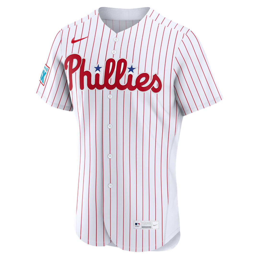 Philadelphia Phillies Bryce Harper Home Authentic Sponsor Patch Jersey | White