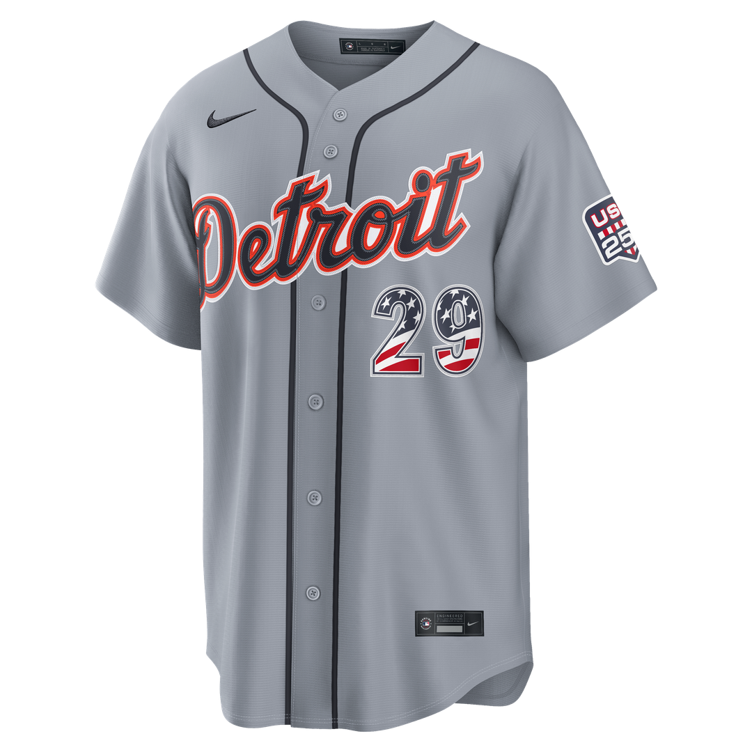 Detroit Tigers Tarik Skubal USA 250 Fourth of July Road Stadium Jersey | Gray