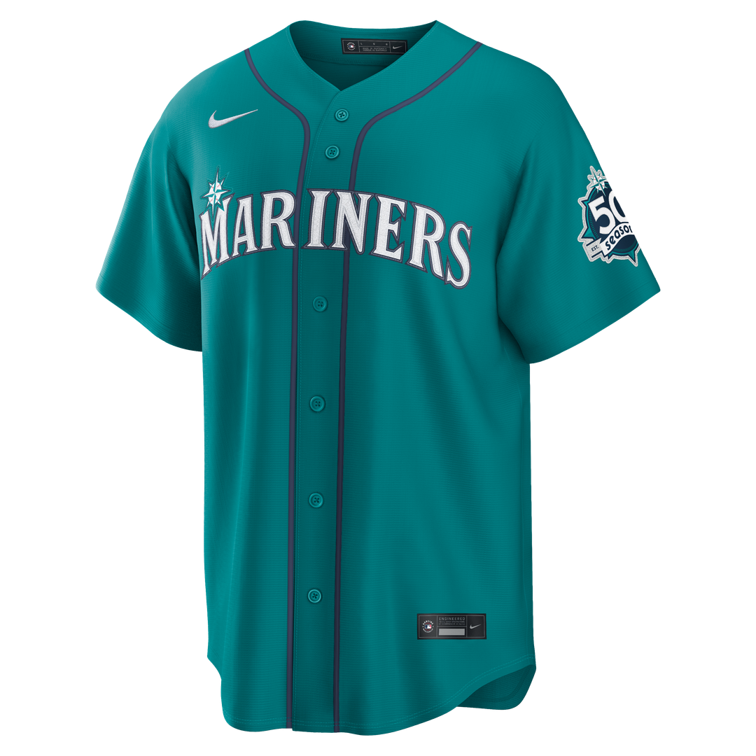 Seattle Mariners Cal Raleigh Alternate 50th Season Patch Stadium Jersey | Teal