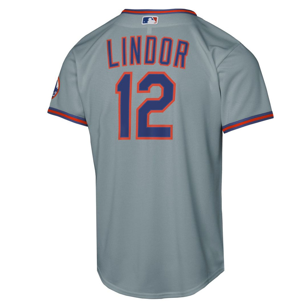New York Mets Francisco Lindor Youth Road Stadium Jersey | Gray