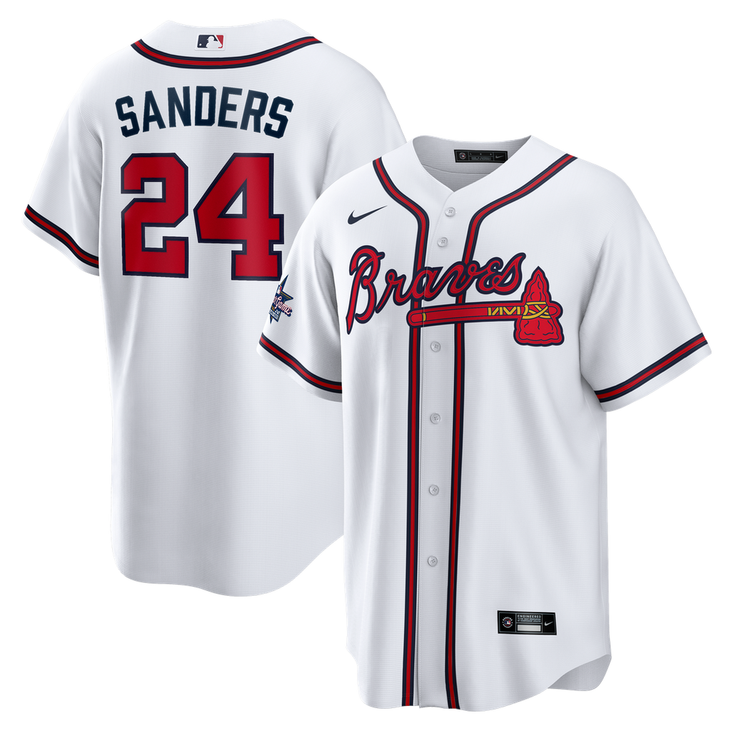 Atlanta Braves Deion Sanders Home Retired Replica Jersey | White