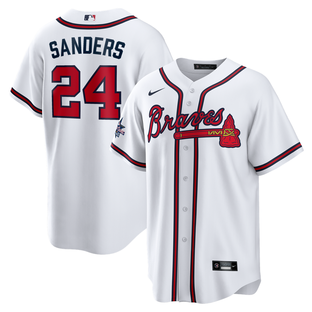 Atlanta Braves Deion Sanders Home Retired Replica Jersey | White