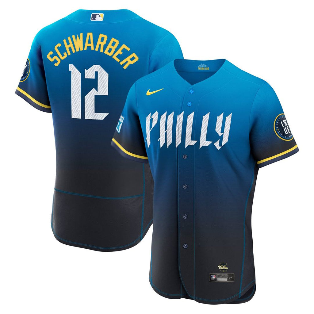 Philadelphia Phillies Kyle Schwarber City Connect Authentic Sponsor Patch Jersey | Navy