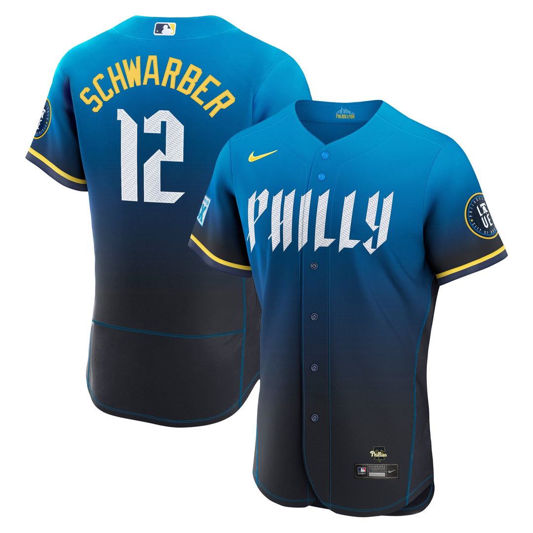 Philadelphia Phillies Kyle Schwarber City Connect Authentic Sponsor Patch Jersey | Navy