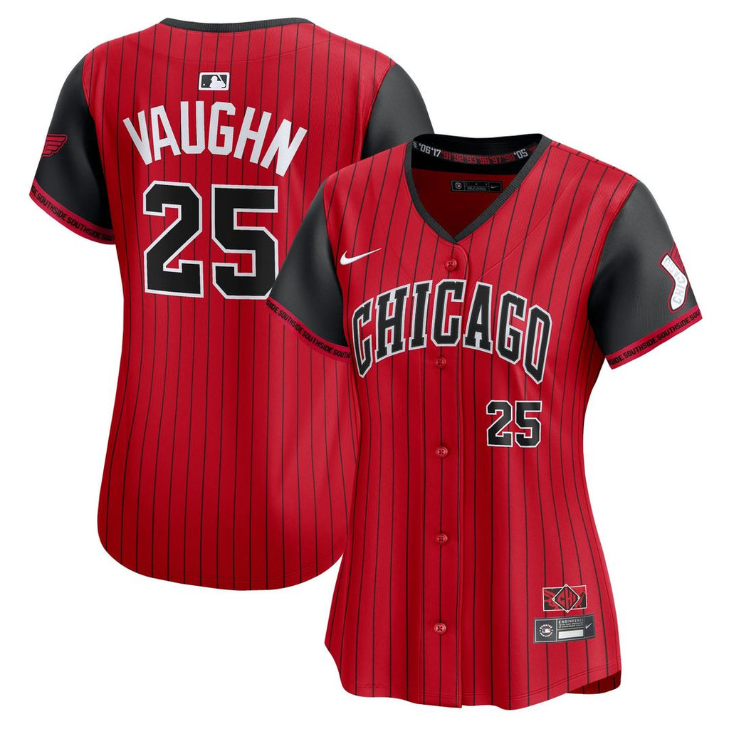 Chicago White Sox Andrew Vaughn Women's 2025 City Connect Limited Jersey | Red/Black
