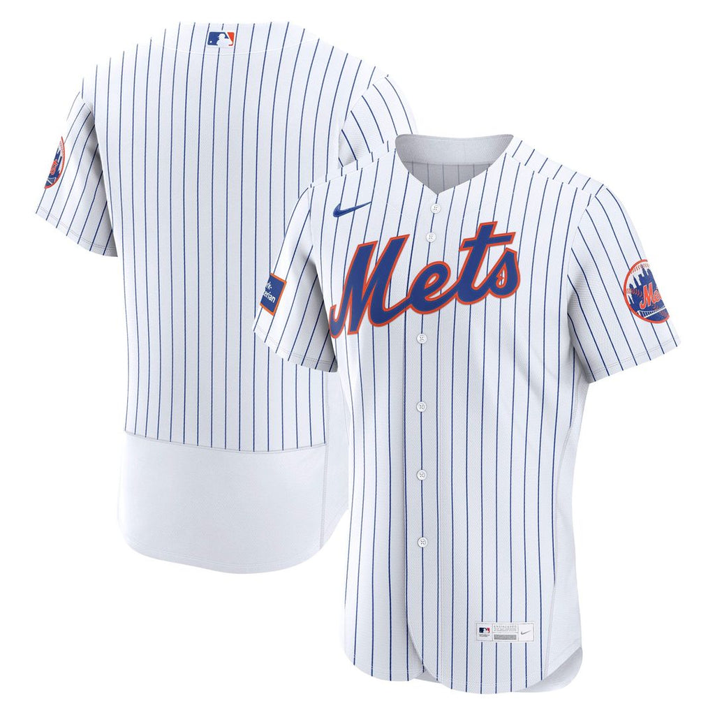 New York Mets Home Sponsor Patch Authentic Jersey | White