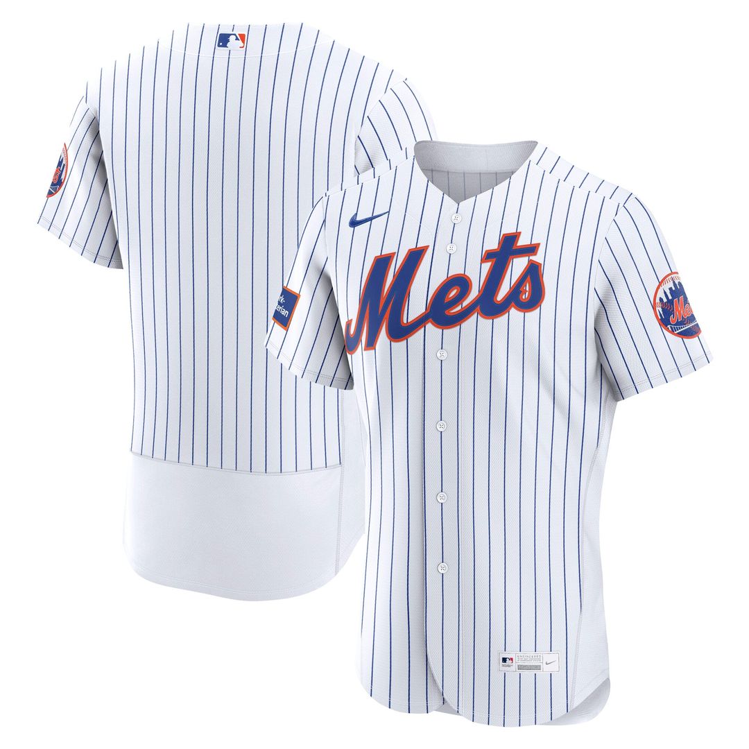 New York Mets Home Sponsor Patch Authentic Jersey | White