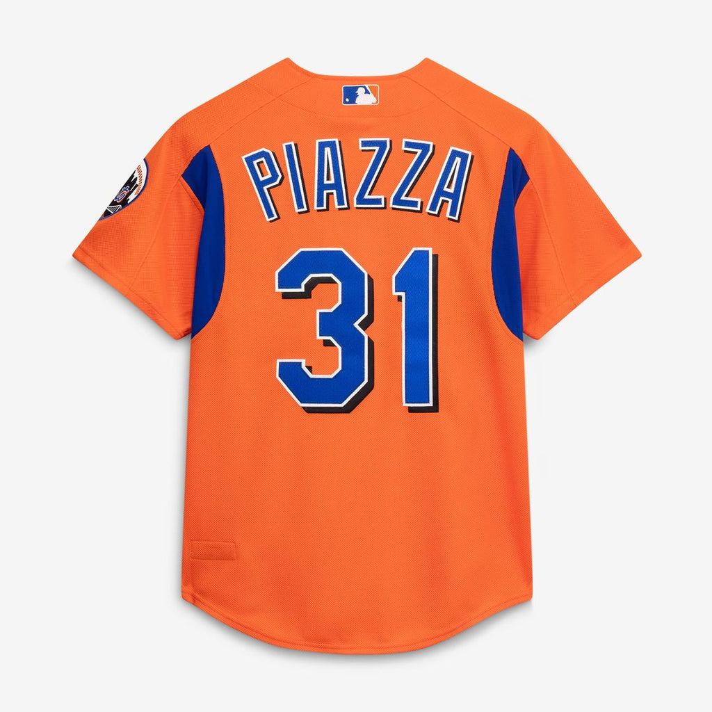 New York Mets Mike Piazza Cooperstown Mesh Batting Practice Button-Up Jersey | Orange