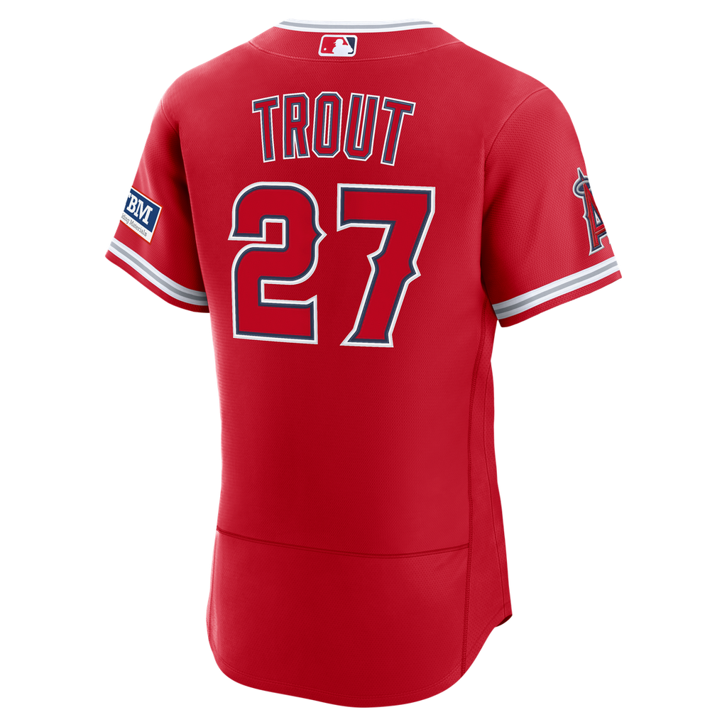 Los Angeles Angels Mike Trout Alternate Authentic Sponsor Patch Jersey | Red