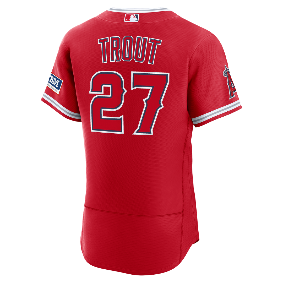 Los Angeles Angels Mike Trout Alternate Authentic Sponsor Patch Jersey | Red