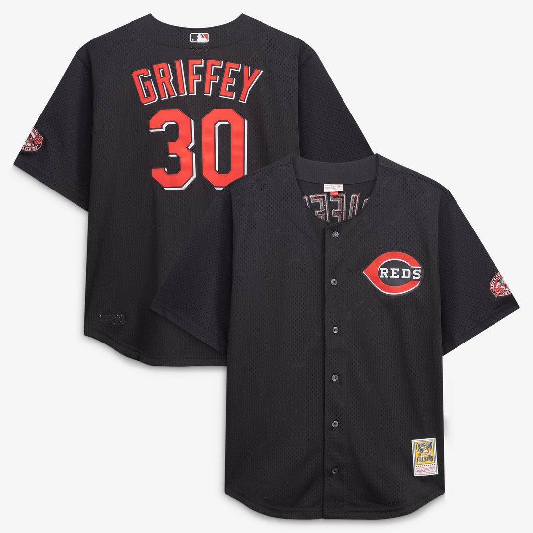 Cincinnati Reds Ken Griffey Jr. Big & Tall Cooperstown Mesh Batting Practice Jersey | Black