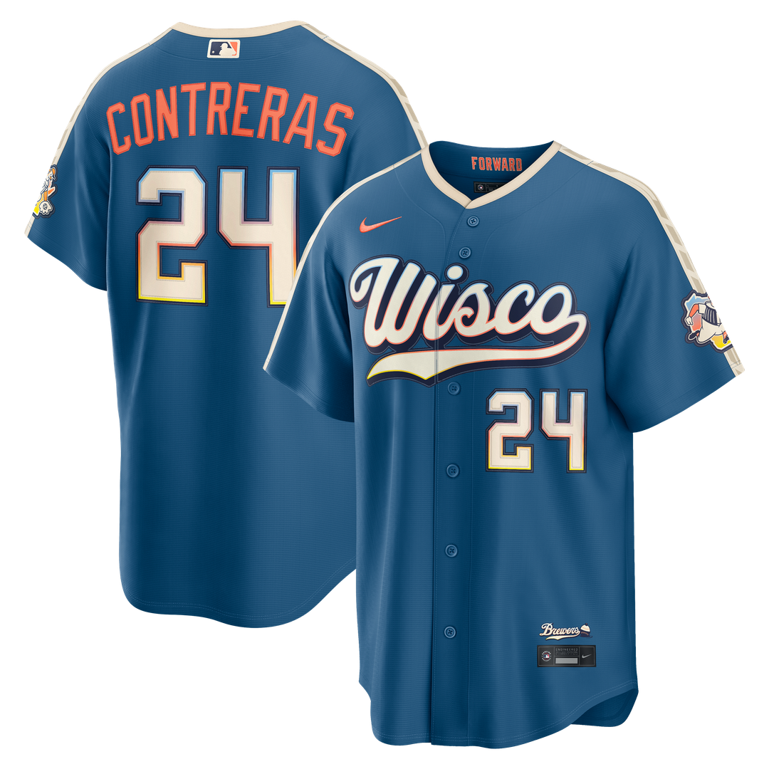 Milwaukee Brewers William Contreras 2026 City Connect Stadium Jersey | Mineral Blue