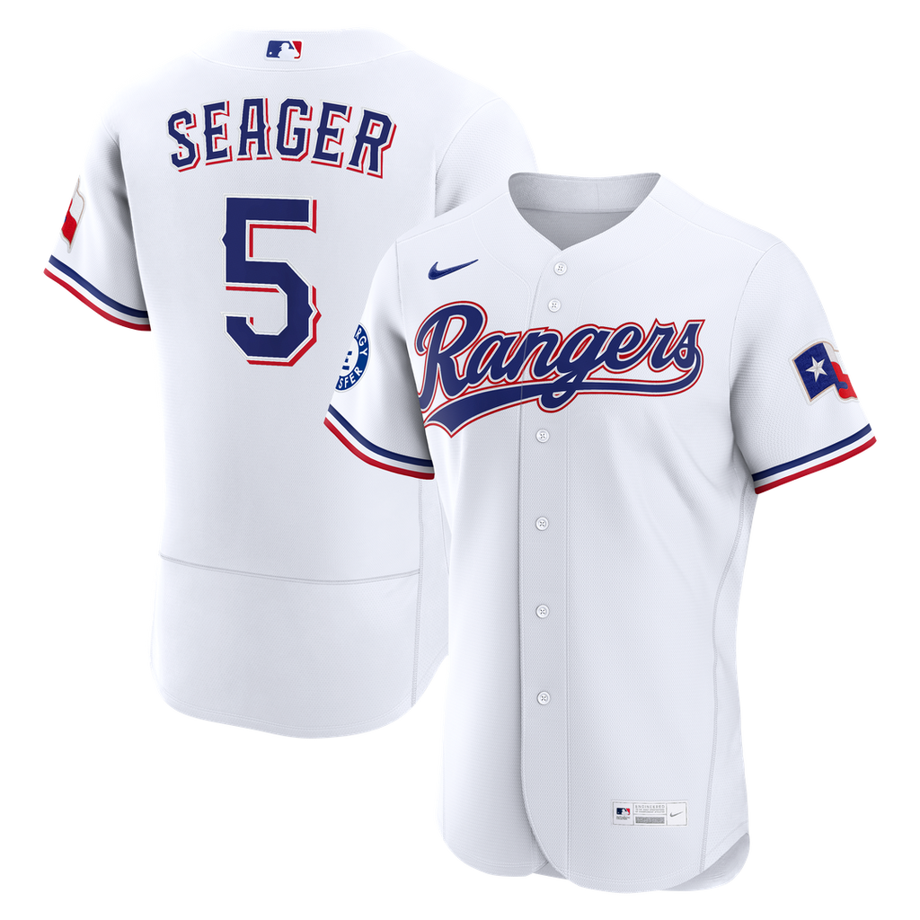 Texas Rangers Corey Seager Home Authentic Sponsor Patch Jersey | White