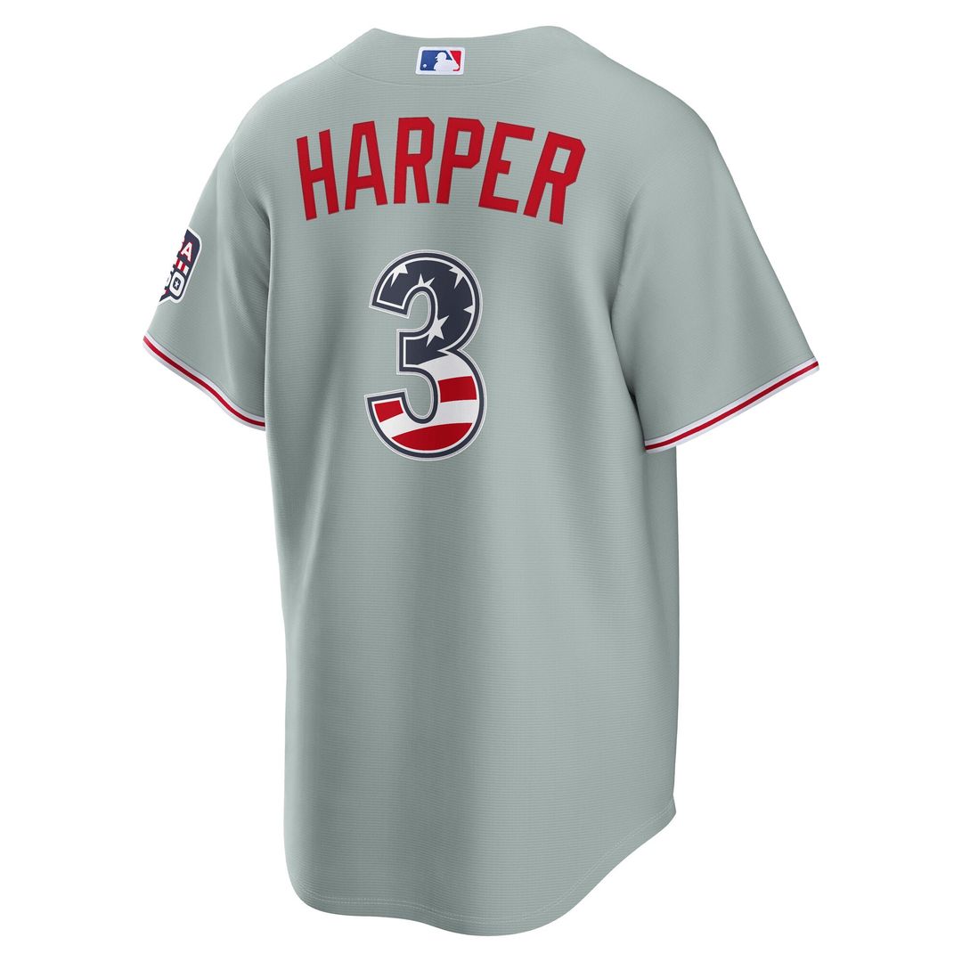 Philadelphia Phillies Bryce Harper USA 250 Fourth of July Road Stadium Jersey | Gray