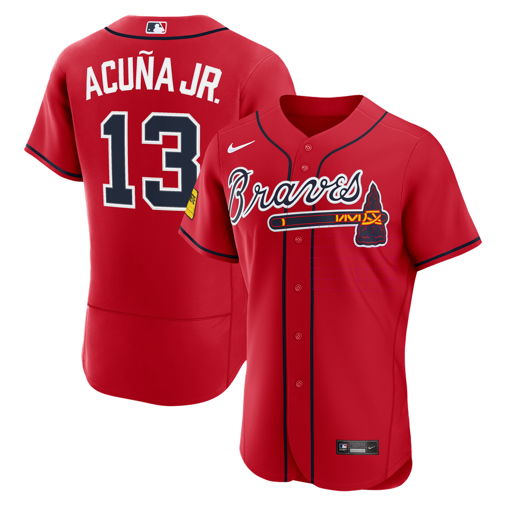 Atlanta Braves Ronald Acuña Jr. Alternate Authentic Sponsor Patch Jersey | Red