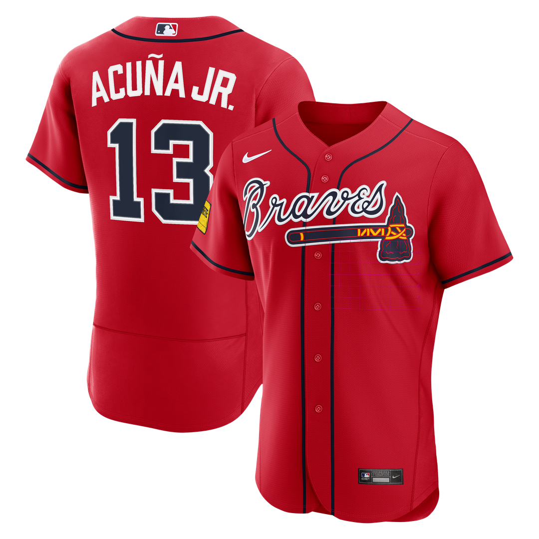 Atlanta Braves Ronald Acuña Jr. Alternate Authentic Sponsor Patch Jersey | Red