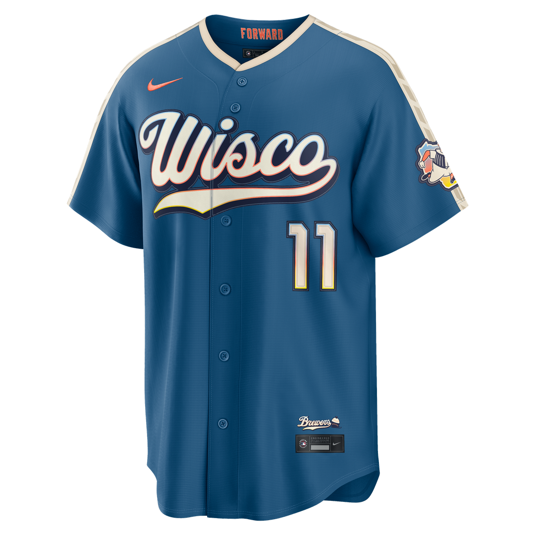 Milwaukee Brewers Jackson Chourio 2026 City Connect Stadium Jersey | Mineral Blue