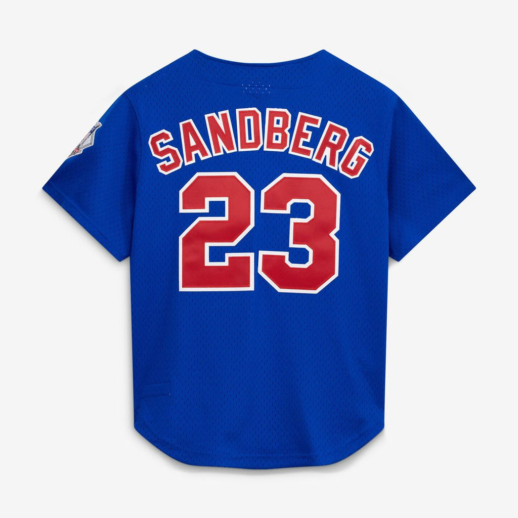 Chicago Cubs Ryne Sandberg Cooperstown 1997 Mesh Batting Practice Button-Up Jersey | Royal