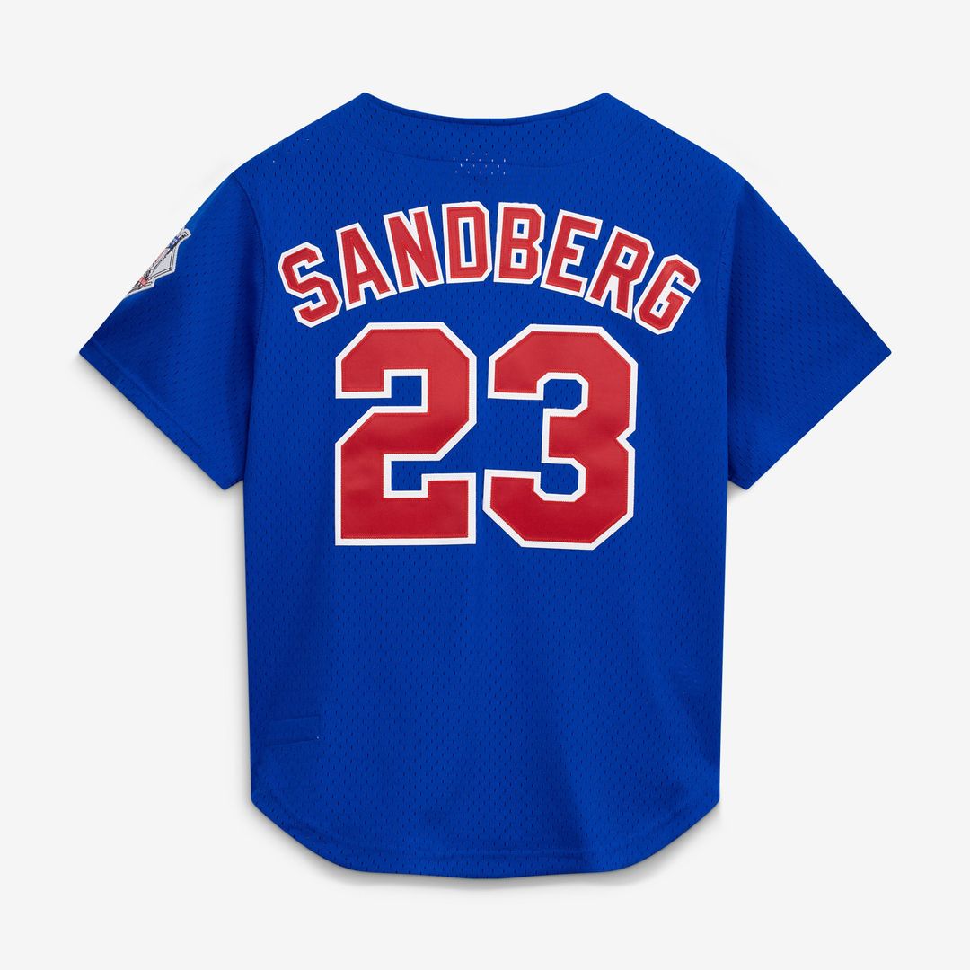 Chicago Cubs Ryne Sandberg Cooperstown 1997 Mesh Batting Practice Button-Up Jersey | Royal