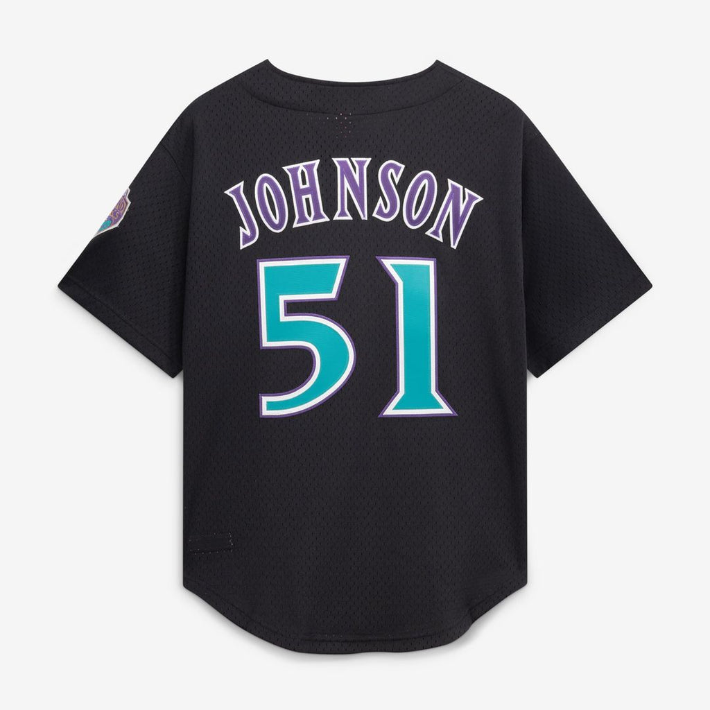 Arizona Diamondbacks Randy Johnson Cooperstown Mesh Batting Practice Button-Up Jersey | Black