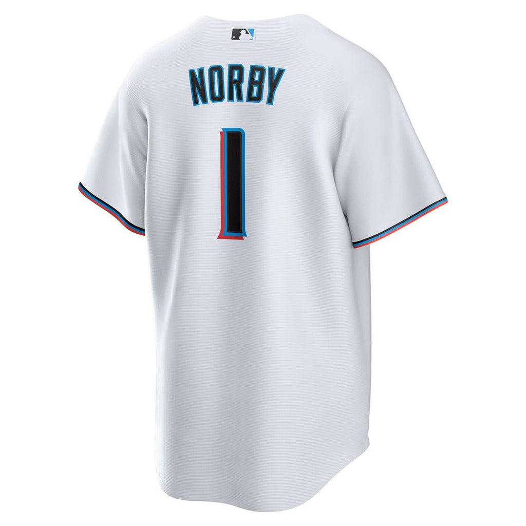 Miami Marlins Connor Norby Home Replica Jersey | White