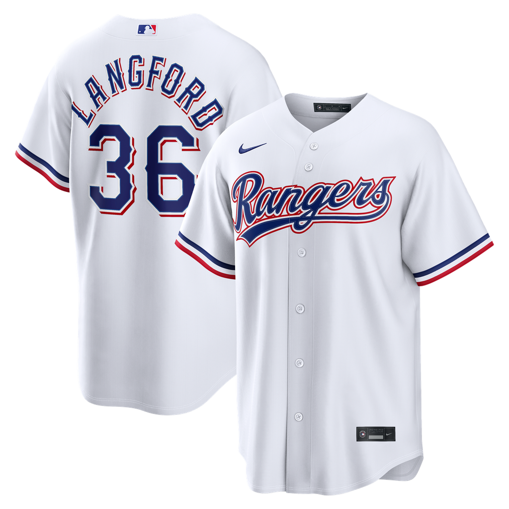 Texas Rangers Wyatt Langford Home Replica Jersey | White