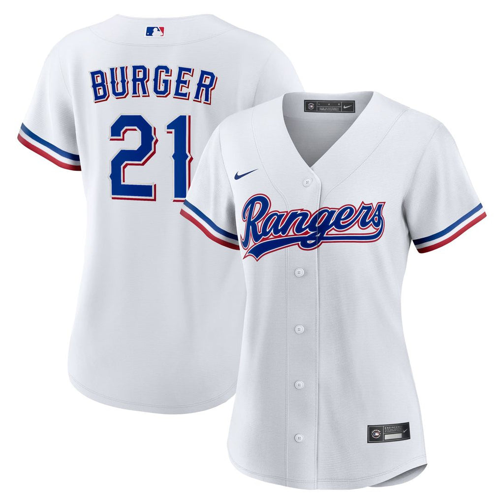 Texas Rangers Jake Burger Women's Home Replica Jersey | White