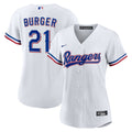 Texas Rangers Jake Burger Women's Home Replica Jersey | White