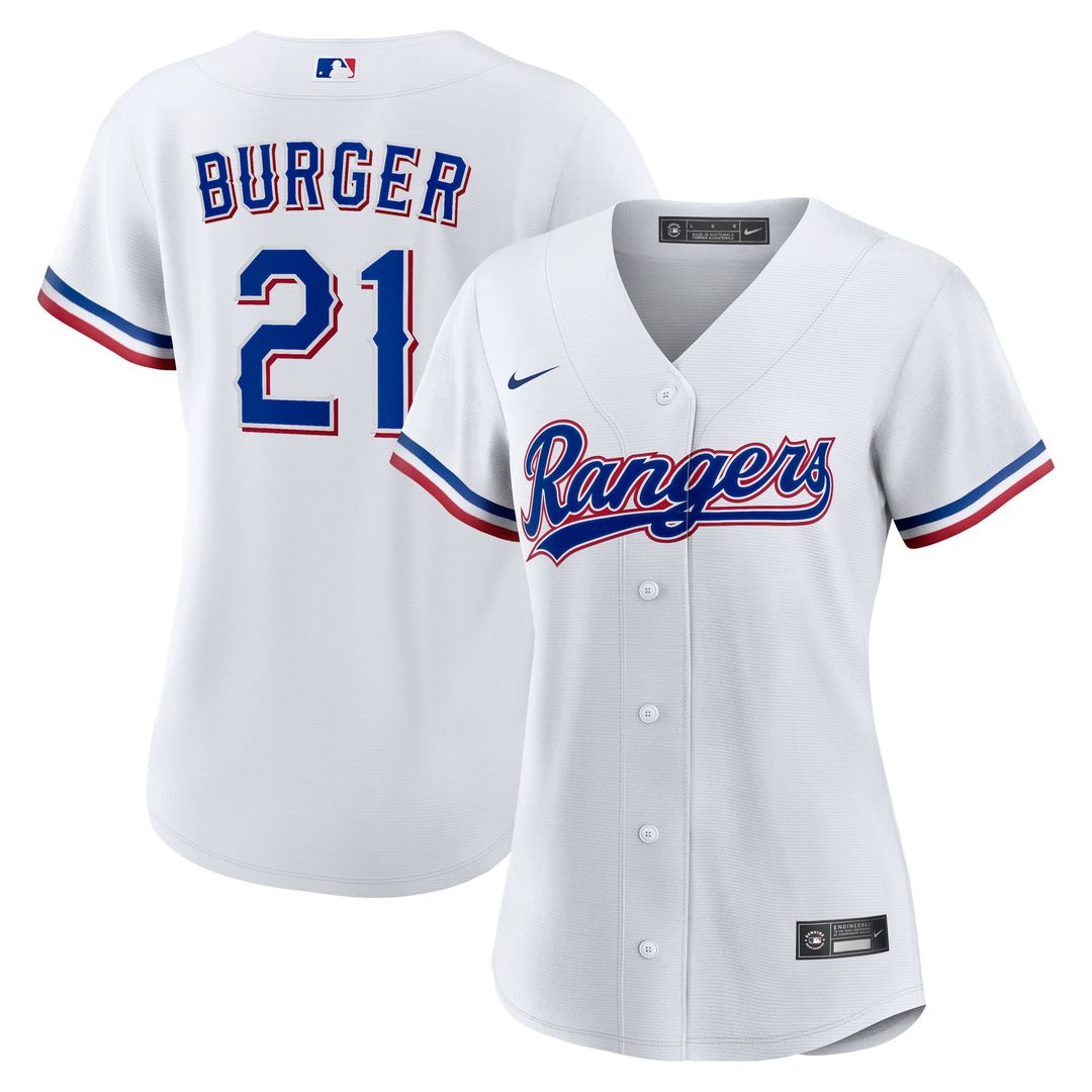 Texas Rangers Jake Burger Women's Home Replica Jersey | White