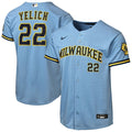 Milwaukee Brewers Christian Yelich Youth Road Stadium Jersey | Powder Blue