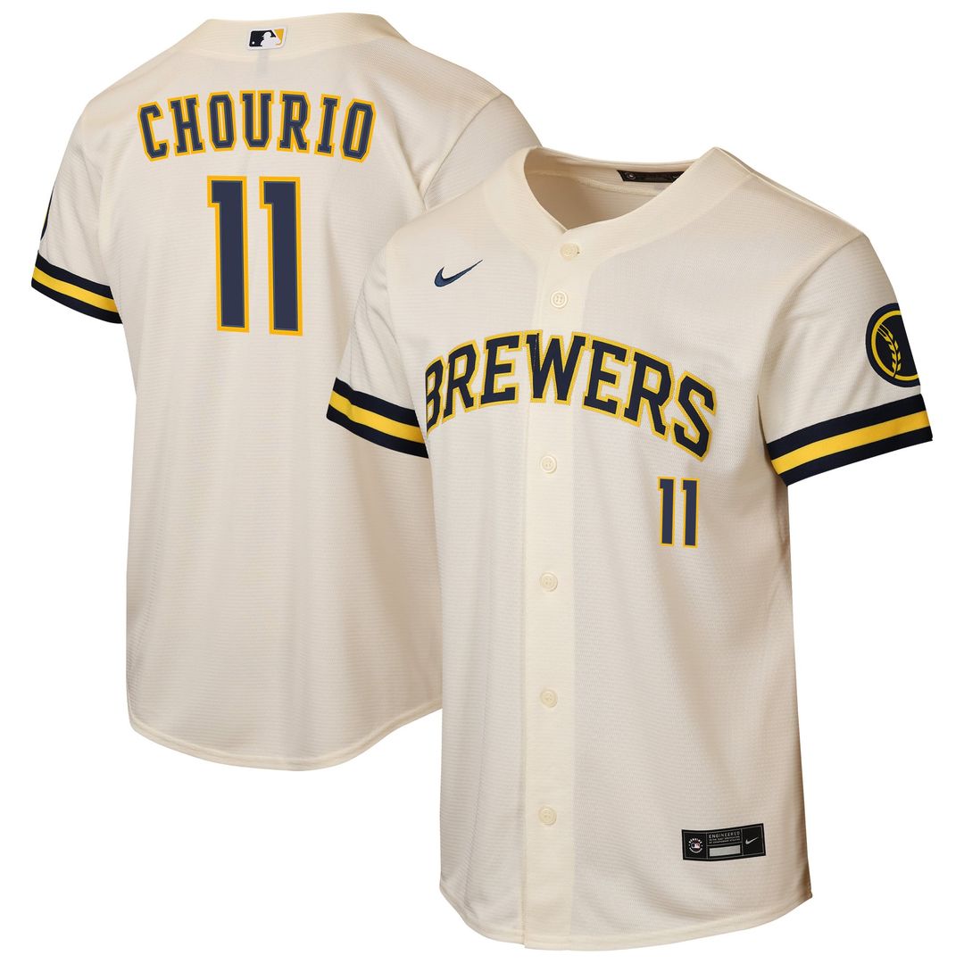 Milwaukee Brewers Jackson Chourio Youth Home Stadium Jersey | Cream