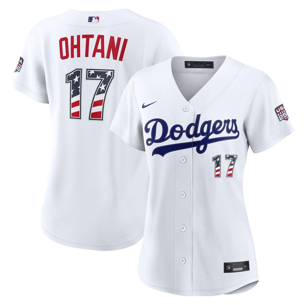 Los Angeles Dodgers Shohei Ohtani Women's USA 250 Fourth of July Home Stadium Jersey | White