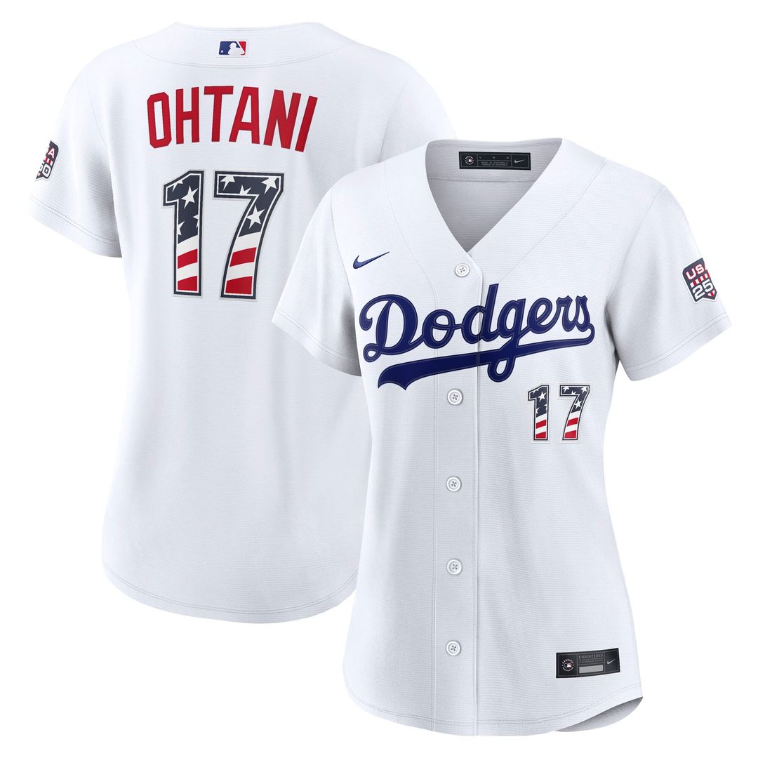 Los Angeles Dodgers Shohei Ohtani Women's USA 250 Fourth of July Home Stadium Jersey | White