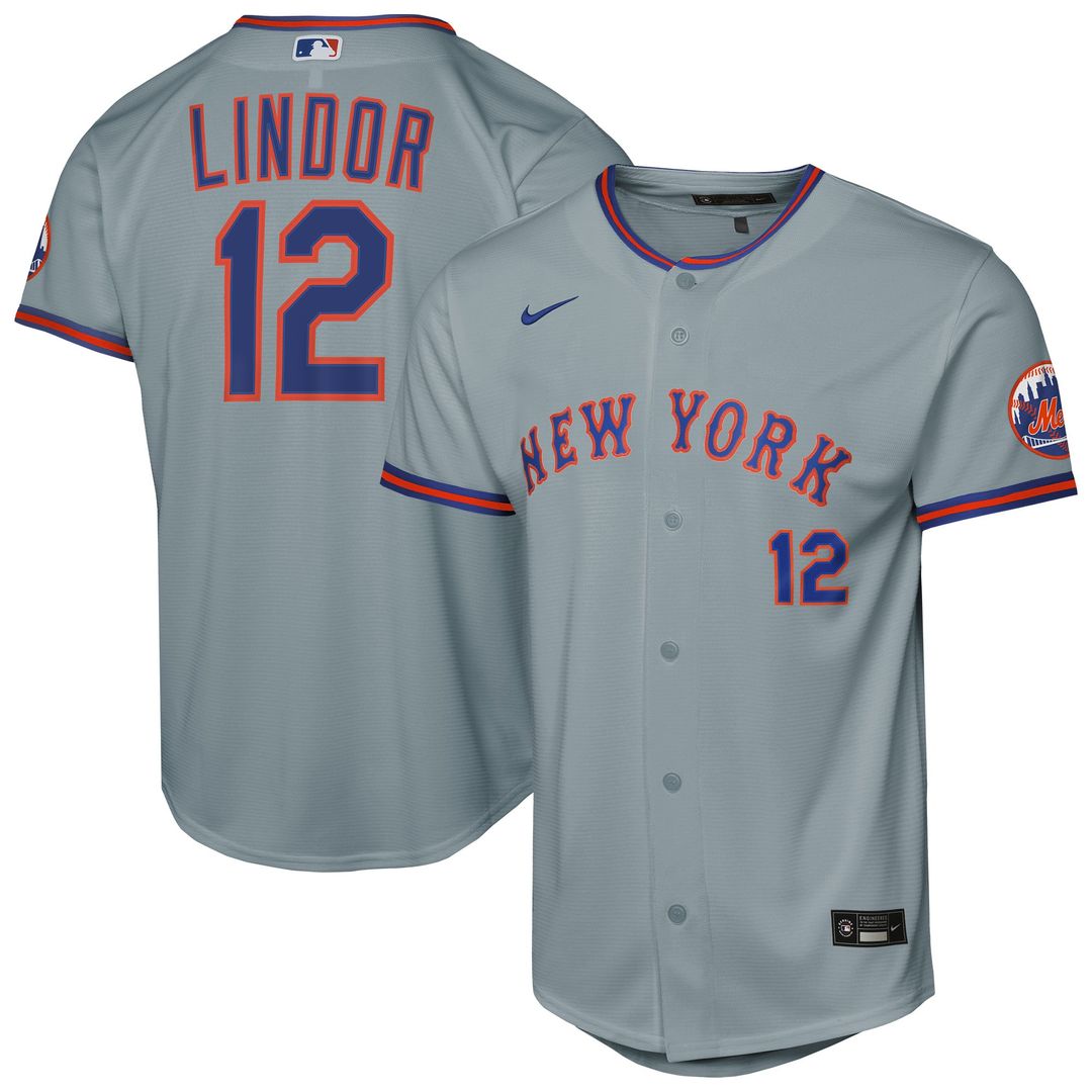 New York Mets Francisco Lindor Youth Road Stadium Jersey | Gray
