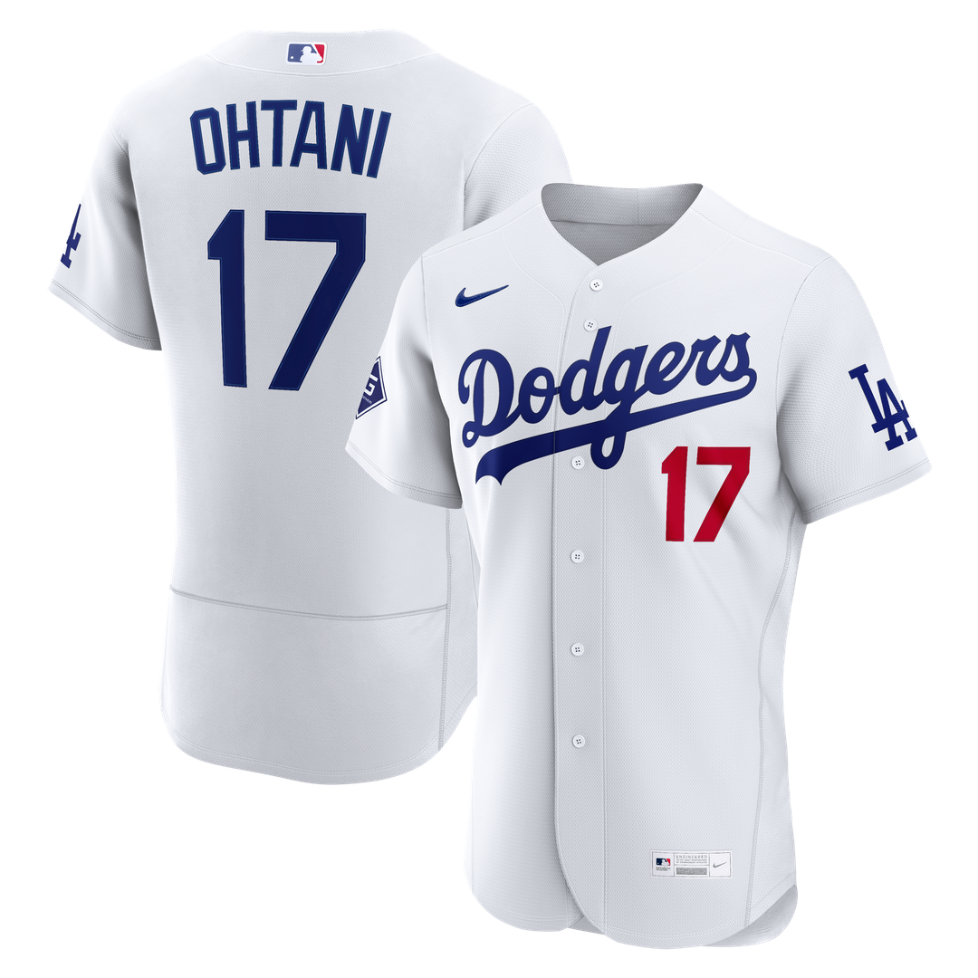 Los Angeles Dodgers Shohei Ohtani Home Authentic Sponsor Patch Jersey | White