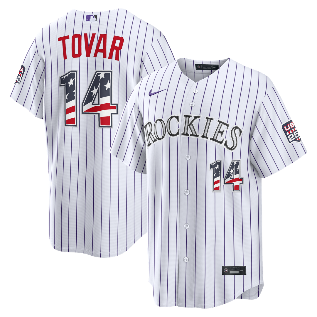 Colorado Rockies Ezequiel Tovar USA 250 Fourth of July Home Stadium Jersey | White