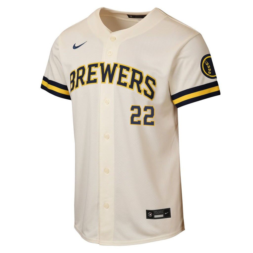 Milwaukee Brewers Christian Yelich Youth Road Stadium Jersey | Powder Blue