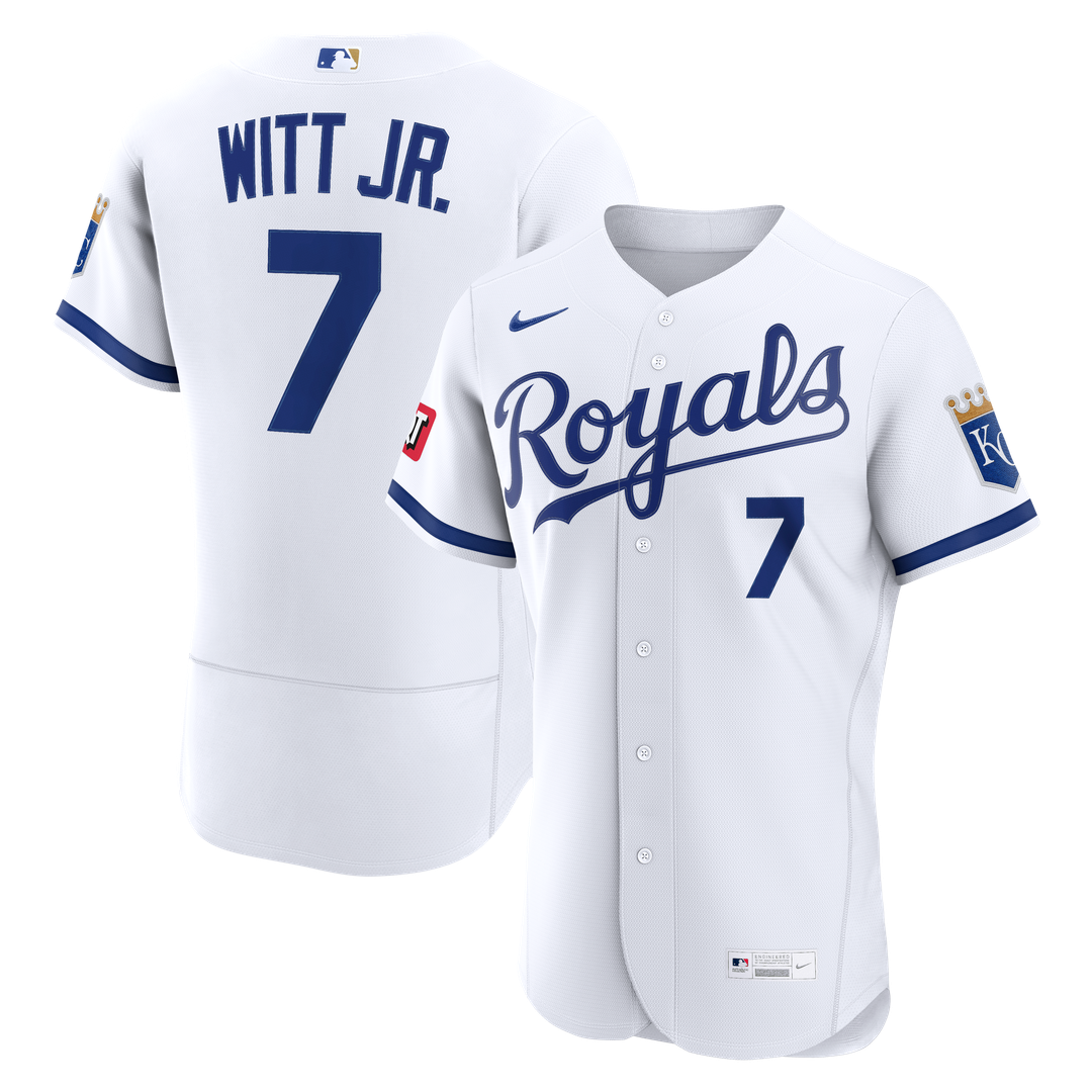 Kansas City Royals Bobby Witt Jr. Home Authentic Sponsor Patch Jersey | White