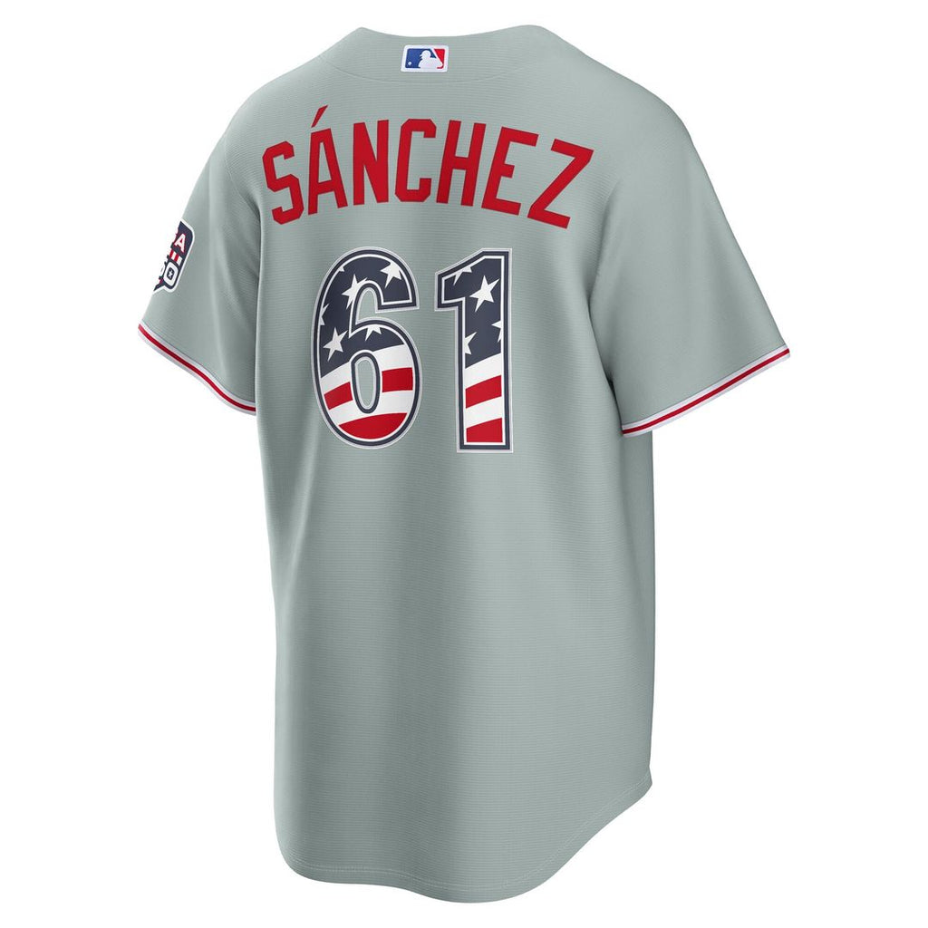 Philadelphia Phillies Cristopher Sanchez USA 250 Fourth of July Road Stadium Jersey | Gray