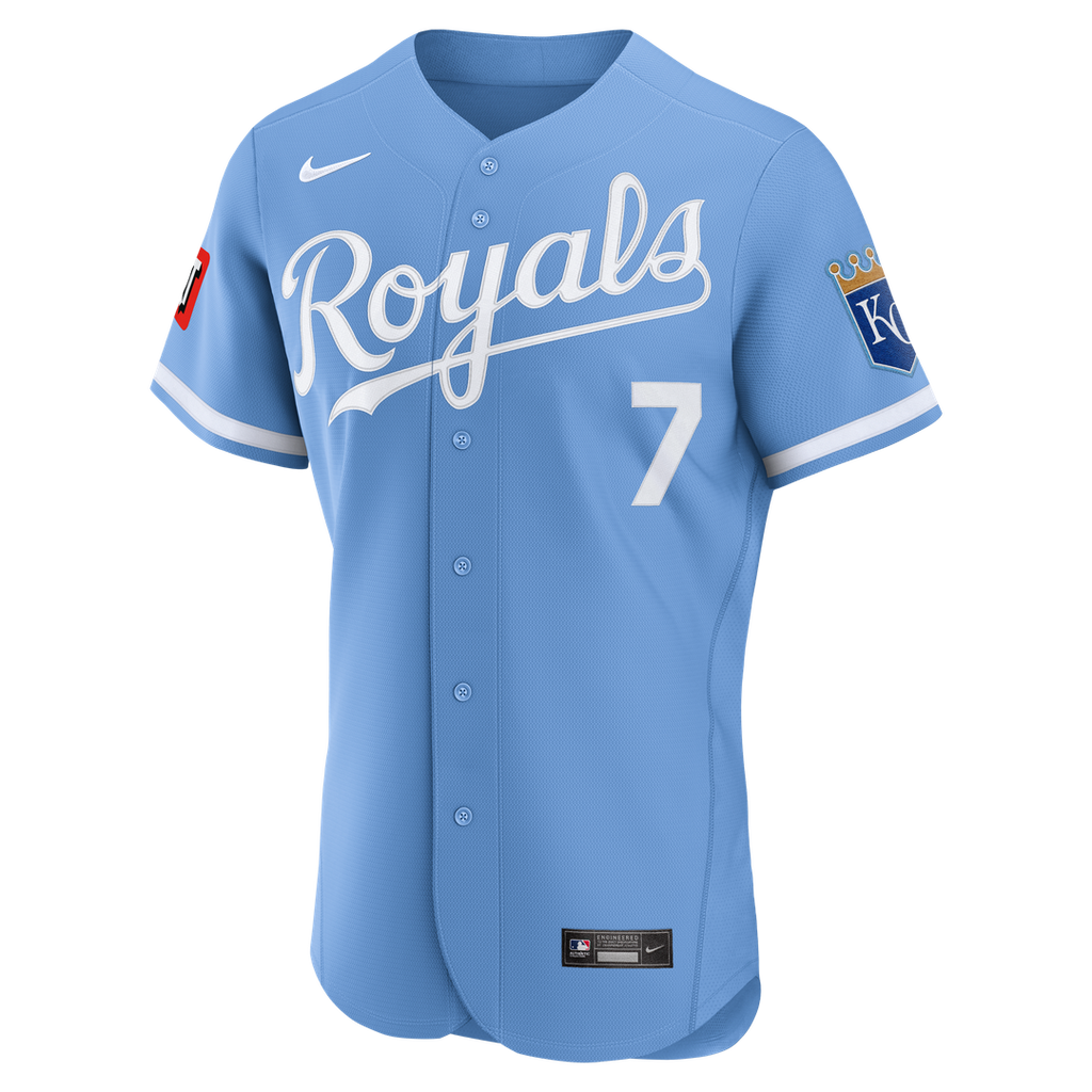 Kansas City Royals Bobby Witt Jr. Alternate Authentic Sponsor Patch Jersey | Light Blue