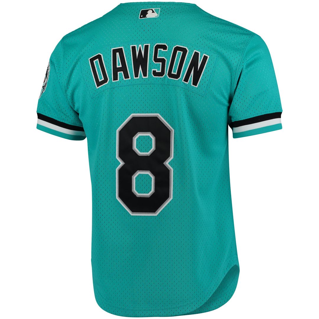 Andre Dawson Florida Marlins Cooperstown Mesh Batting Practice Button-Up Jersey | Teal