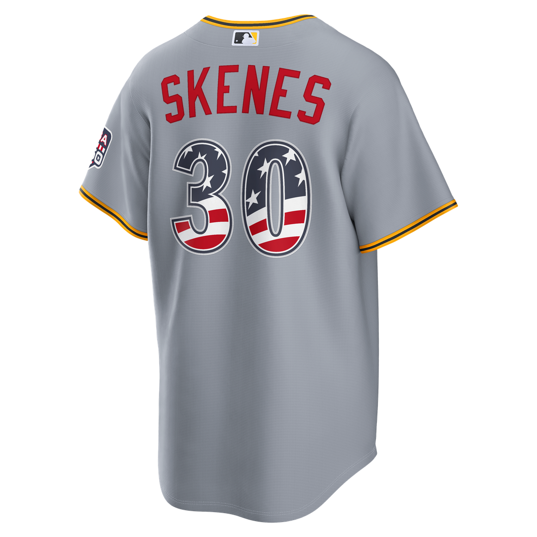 Pittsburgh Pirates Paul Skenes USA 250 Fourth of July Road Stadium Jersey | Gray