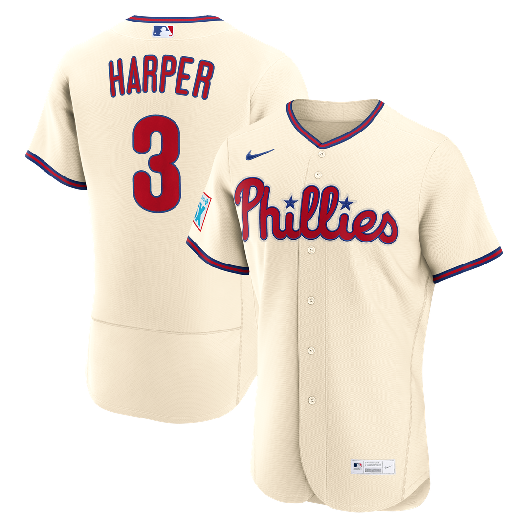 Philadelphia Phillies Bryce Harper Alternate Authentic Sponsor Patch Jersey | Cream