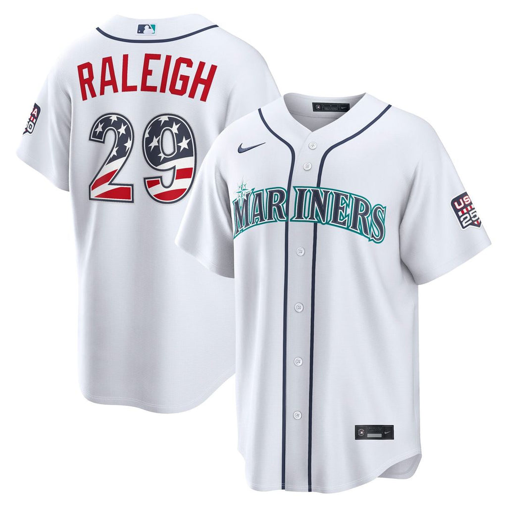 Seattle Mariners Cal Raleigh USA 250 Fourth of July Home Stadium Jersey | White