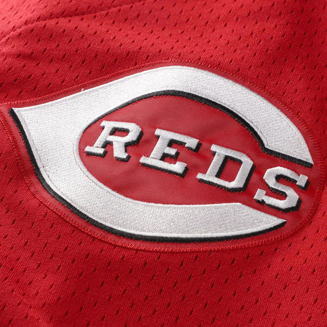 Cincinnati Reds Barry Larkin Cooperstown Mesh Batting Practice Button-Up Jersey | Black