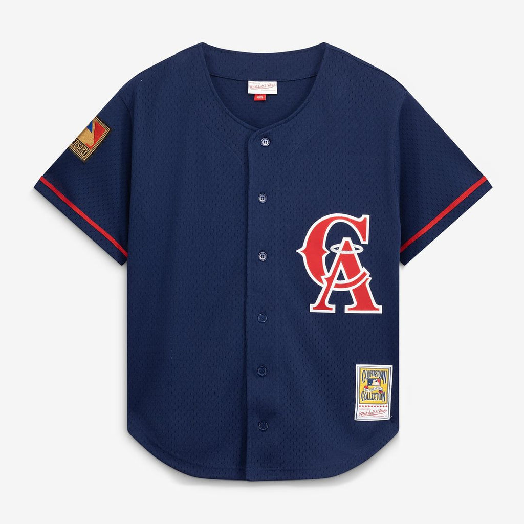 Bo Jackson California Angels Cooperstown Mesh Batting Practice Button-Up Jersey | Navy