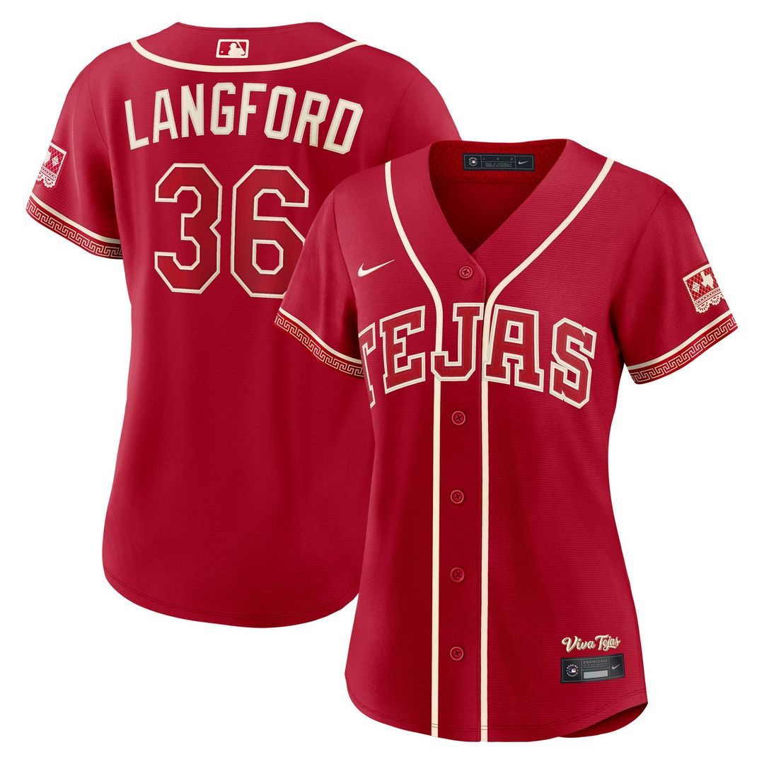 Texas Rangers Wyatt Langford Women's 2026 City Connect Stadium Jersey | Red